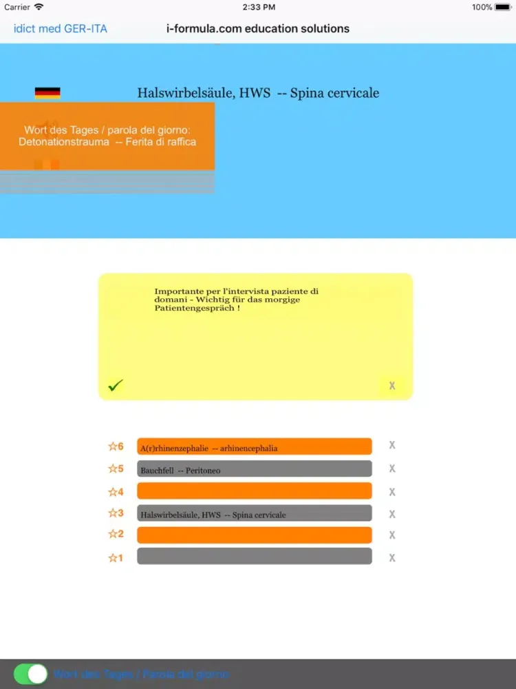 Capturas de pantalla de idict med GER <-> ITA iPad 