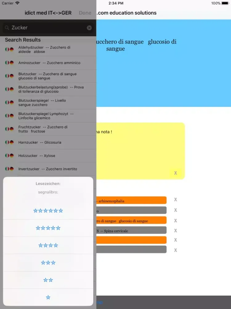 Capturas de pantalla de idict med GER <-> ITA iPad 