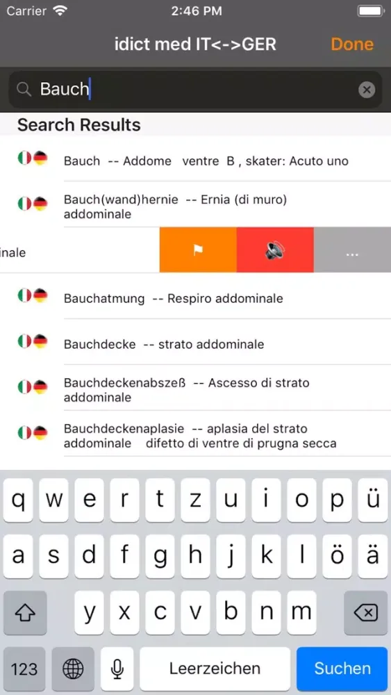 Capturas de pantalla de idict med GER <-> ITA