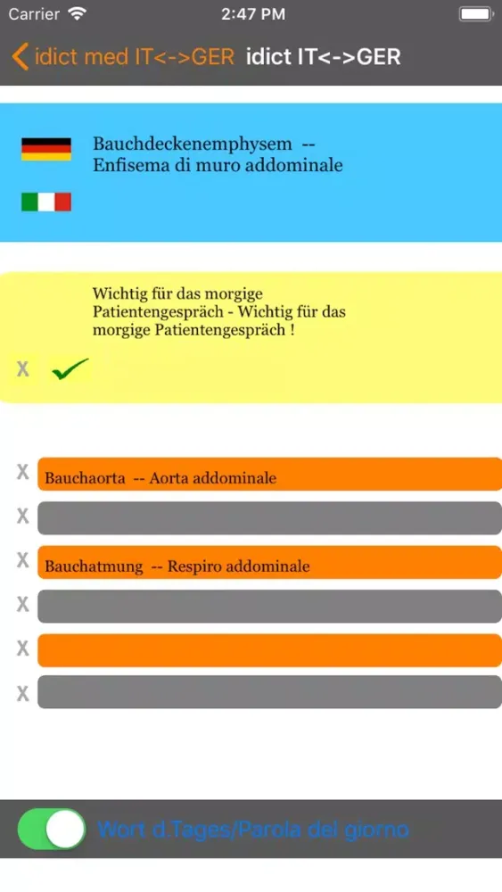 Capturas de pantalla de idict med GER <-> ITA