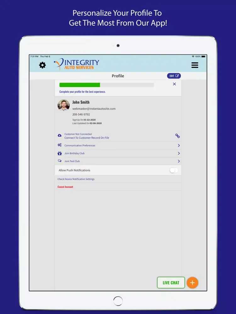 Integrity Auto Services iPad  Ekran Görüntüleri