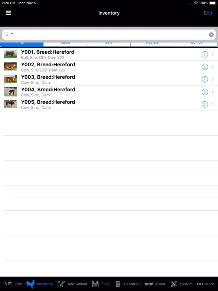 iCattleMgrPro iPad  Screenshots