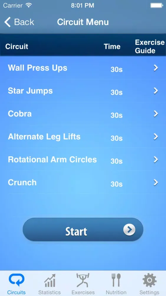 Ảnh chụp màn hình của iCircuit Training FREE