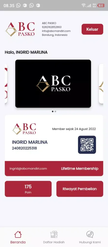 Ảnh chụp màn hình của Membership ABC