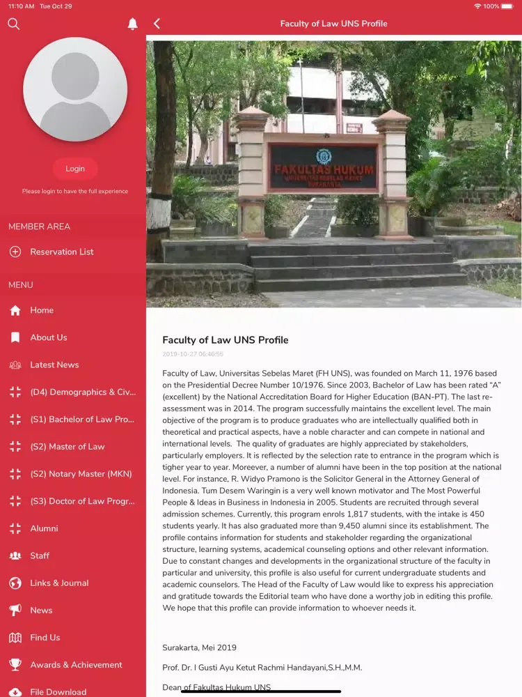 ภาพหน้าจอของ FH UNS iPad 