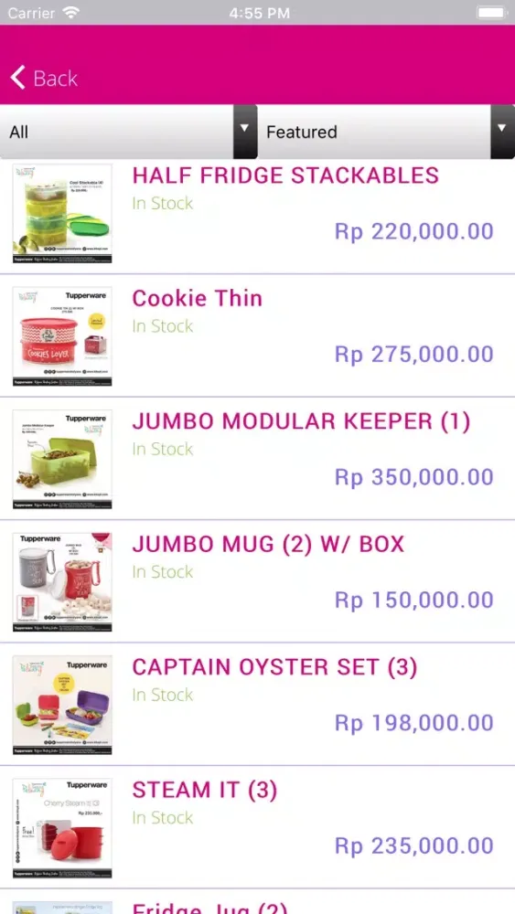 Ảnh chụp màn hình của Tupperware Kalyana