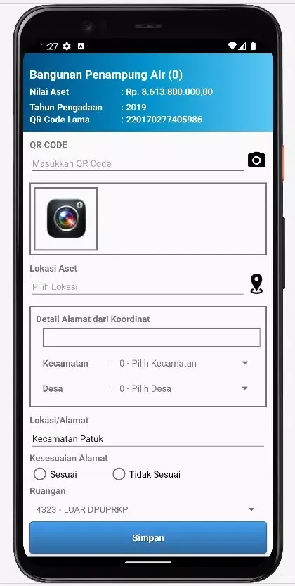 Tangkapan layar Sensus Aset Gunungkidul