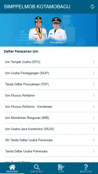 Simppelmob DPMPTSP Kotamobagu Screenshots