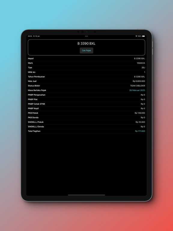 Screenshot di Cek Ranmor Jakarta iPad 