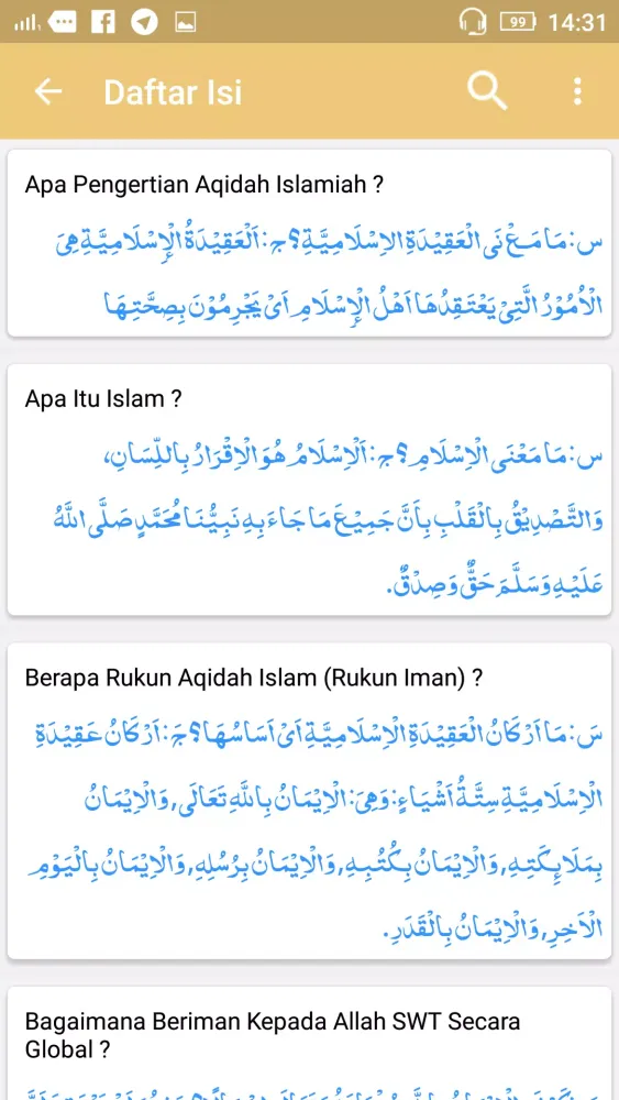 Ảnh chụp màn hình của Kitab Tauhid Jawahirul Kalamiy