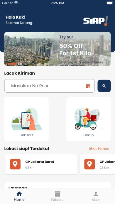 Tangkapan skrin SiAP Customer