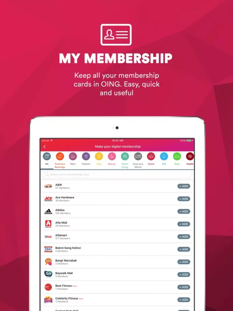 Скриншоты OING – Go Cardless Membership iPad 