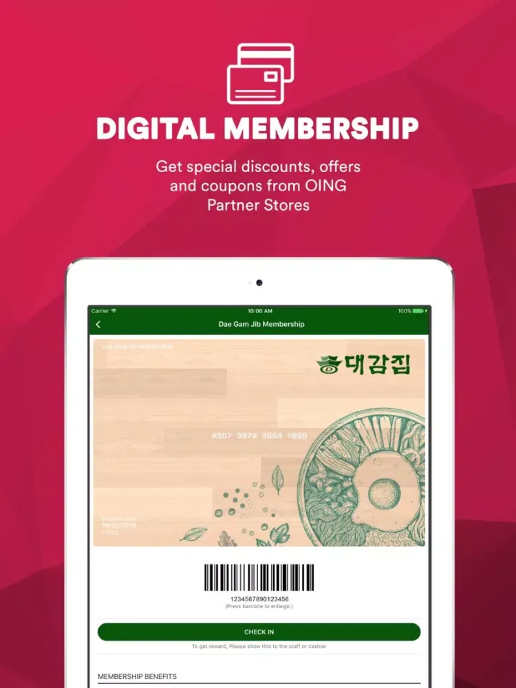 Скриншоты OING – Go Cardless Membership iPad 