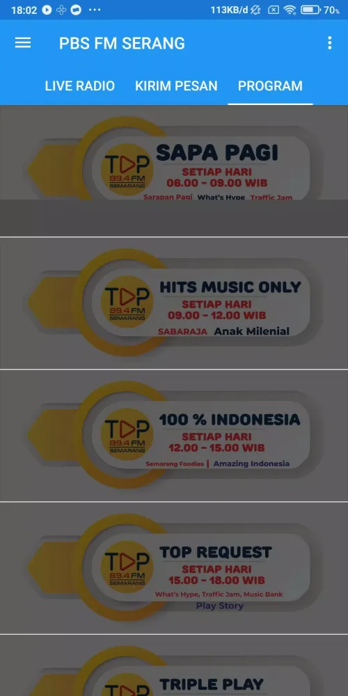 Captures d'écran de PBSFM Serang