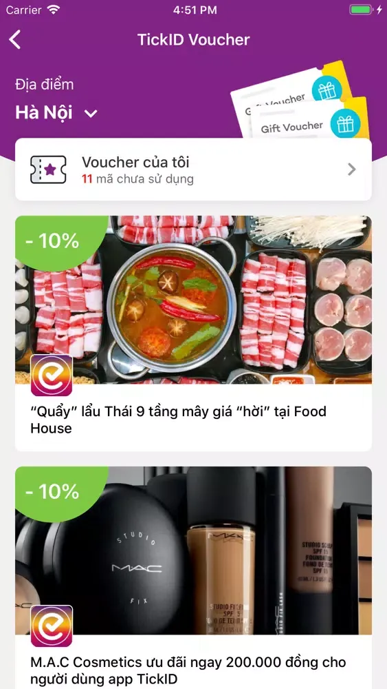 Capturas de tela do TickID - Cửa hàng thân thiết