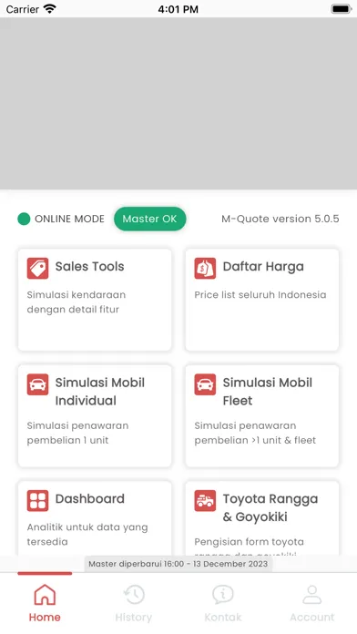 Screenshot di M-Quote Toyota