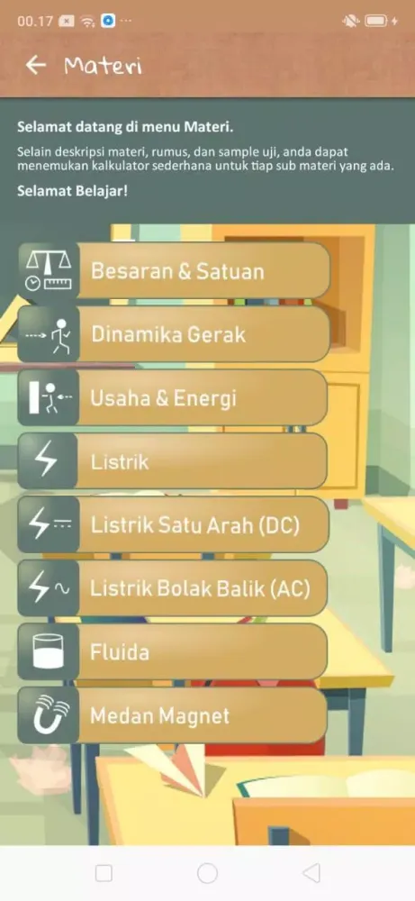 Capturas de tela do Belajar Fisika Mudah