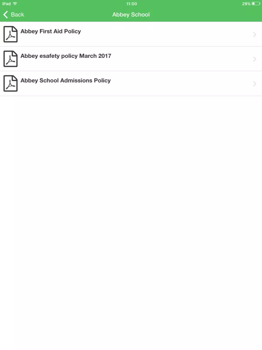 Ảnh chụp màn hình của Abbey School iPad 