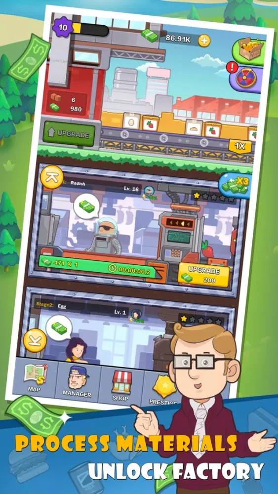 Capturas de tela do Mega Factory-Idle Game、Tycoon