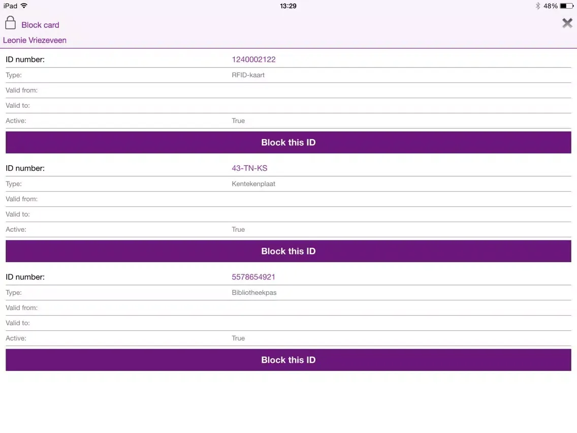 Tangkapan layar Emma (Entrance Manager) iPad 