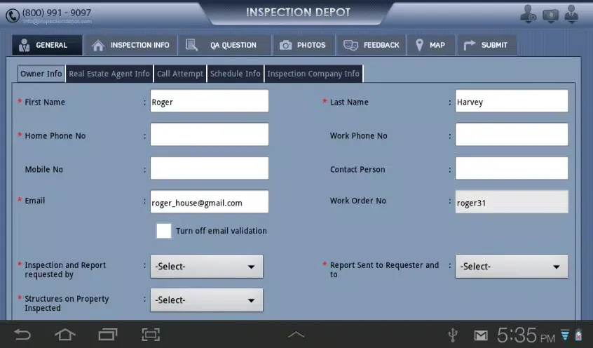 Captures d'écran de WDO Inspection