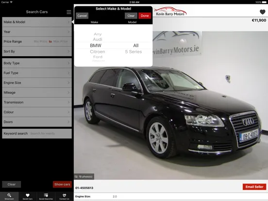 Capturas de tela do Kevin Barry Motors iPad 