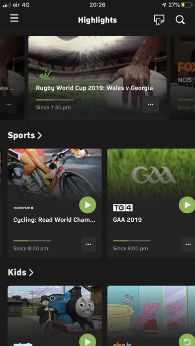 eir TV سکرین شاٹس