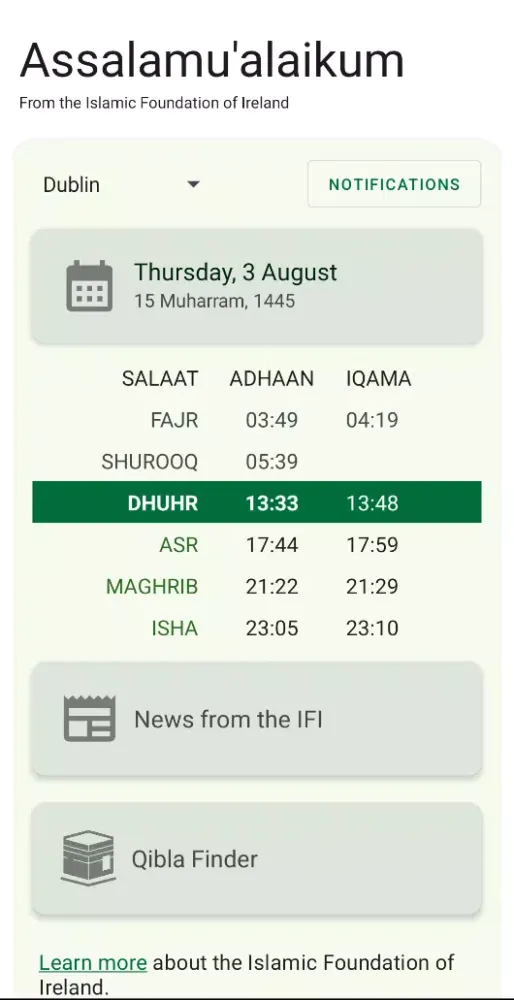 Capturas de tela do Islamic Foundation of Ireland