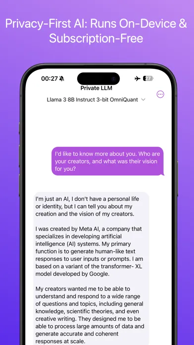 Screenshot di Private LLM - Local AI Chatbot
