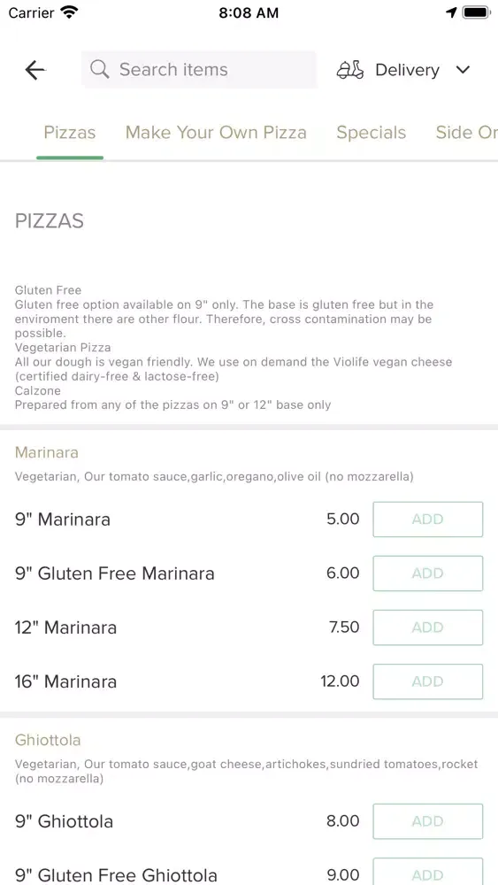 Capturas de tela do PizzAmore