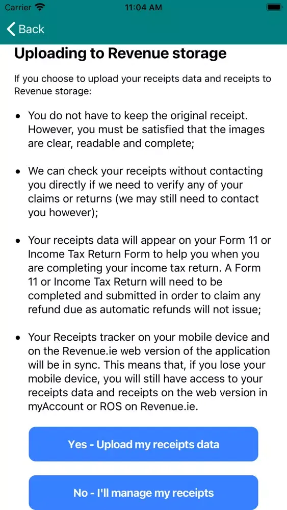 Zrzuty ekranu Revenue Receipts Tracker