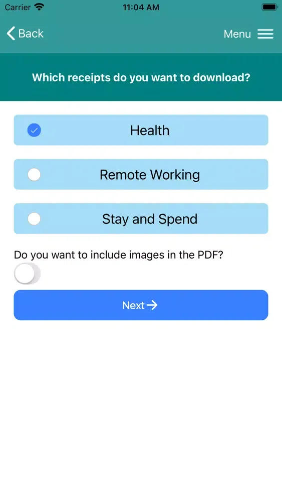 Zrzuty ekranu Revenue Receipts Tracker
