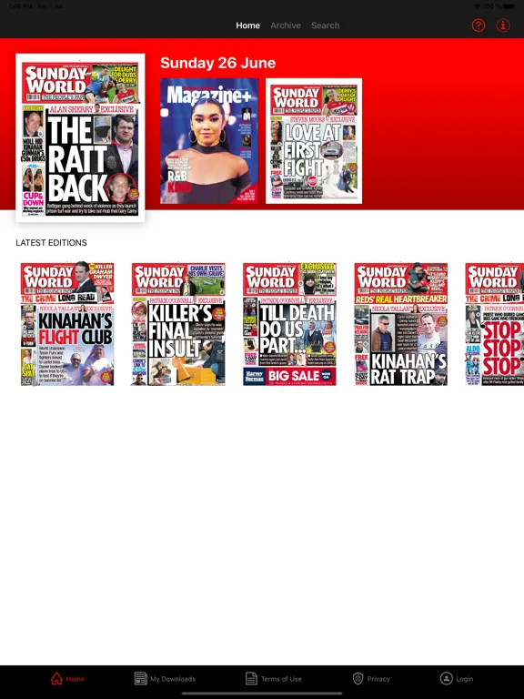 Sunday World ePaper iPad Screenshots