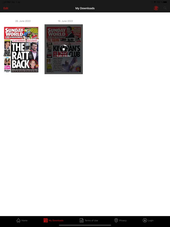 Sunday World ePaper iPad Screenshots