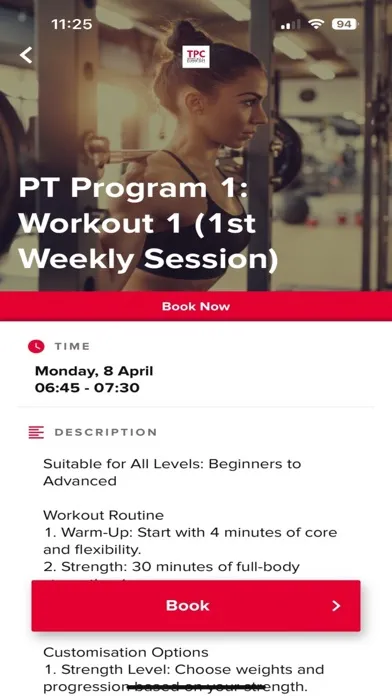 Captures d'écran de TPC Gym Dún Laoghaire Book App