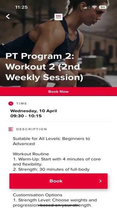 Captures d'écran de TPC Gym Dún Laoghaire Book App
