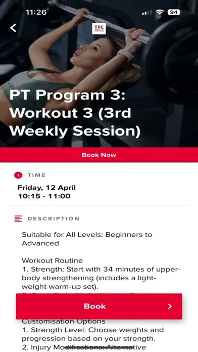 Captures d'écran de TPC Gym Dún Laoghaire Book App