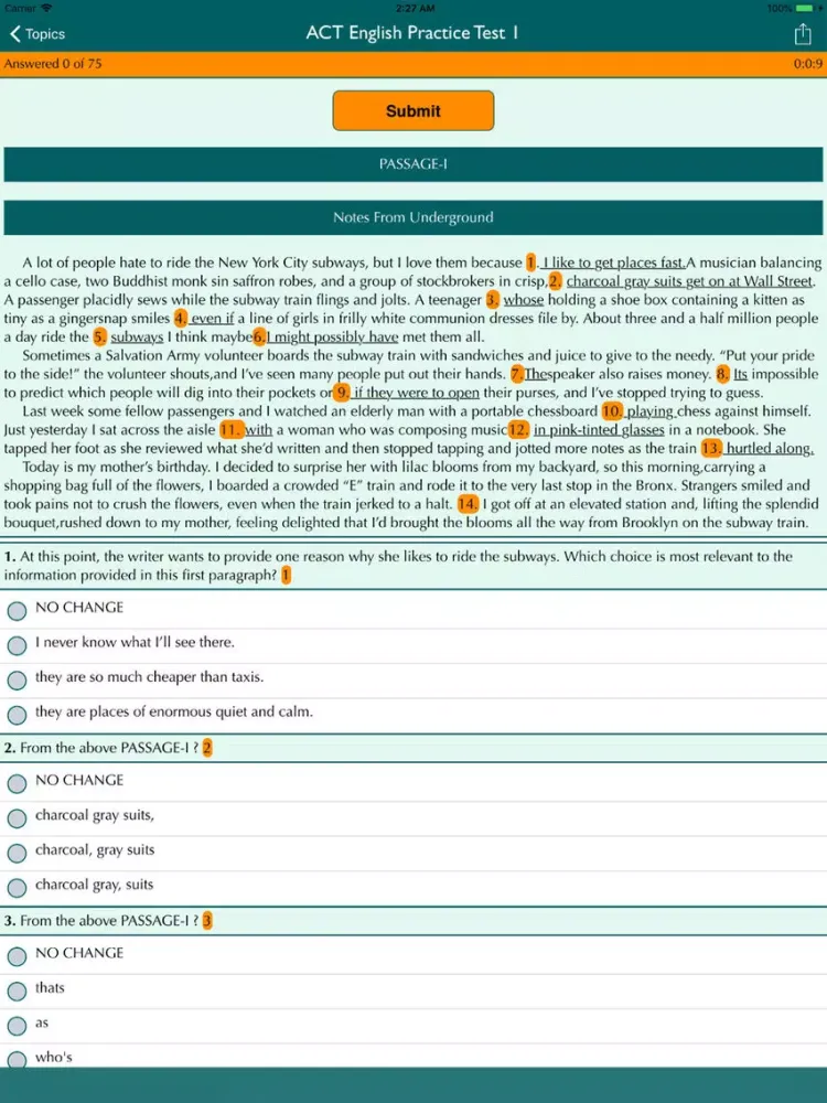 Ảnh chụp màn hình của ACT Practice Tests iPad 