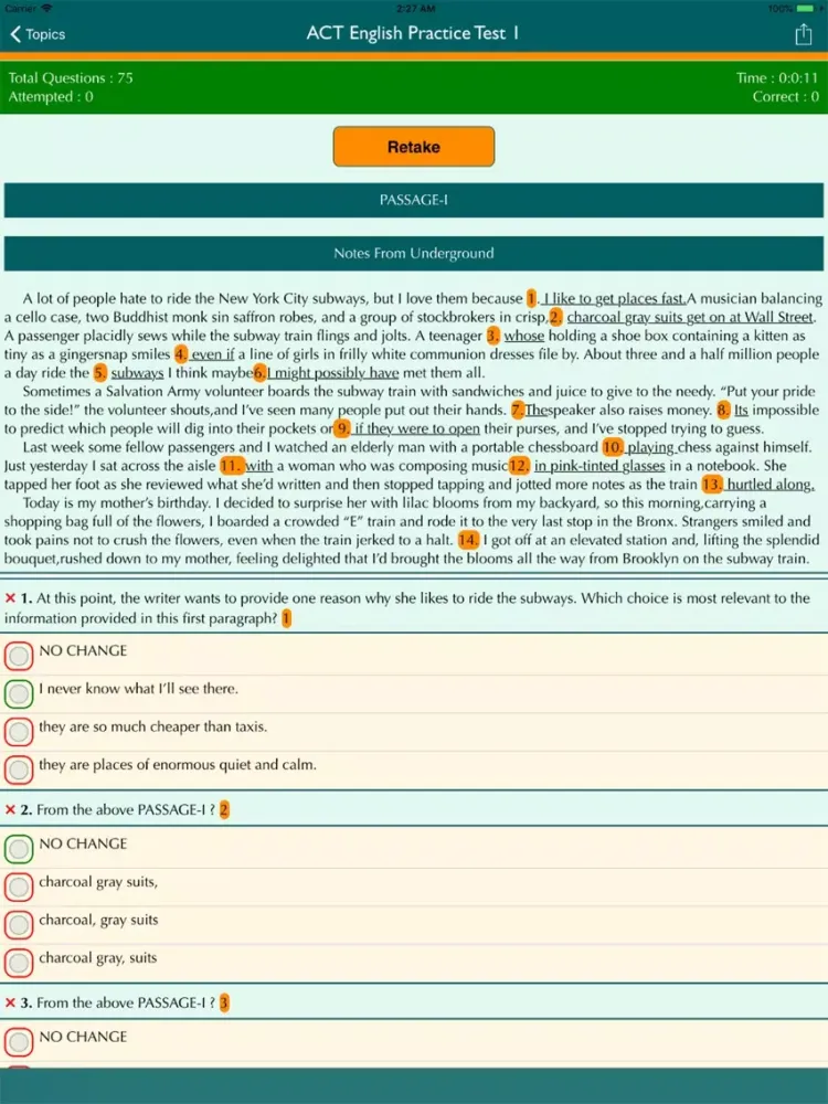 Ảnh chụp màn hình của ACT Practice Tests iPad 