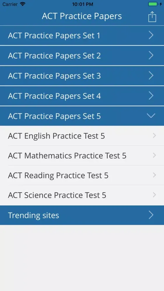 Ảnh chụp màn hình của ACT Practice Tests