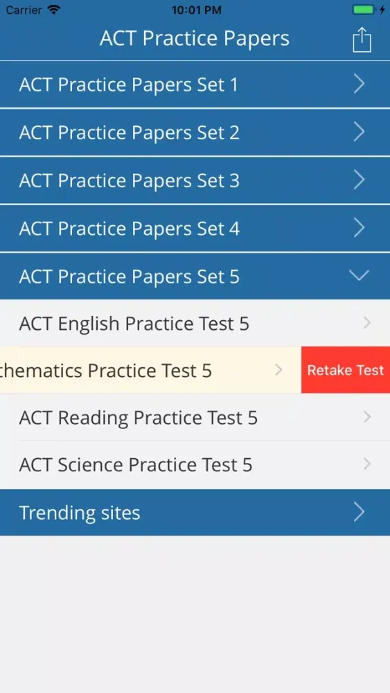 Ảnh chụp màn hình của ACT Practice Tests