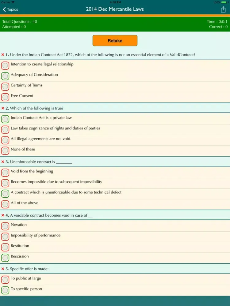ภาพหน้าจอของ CA CPT Previous Papers iPad 