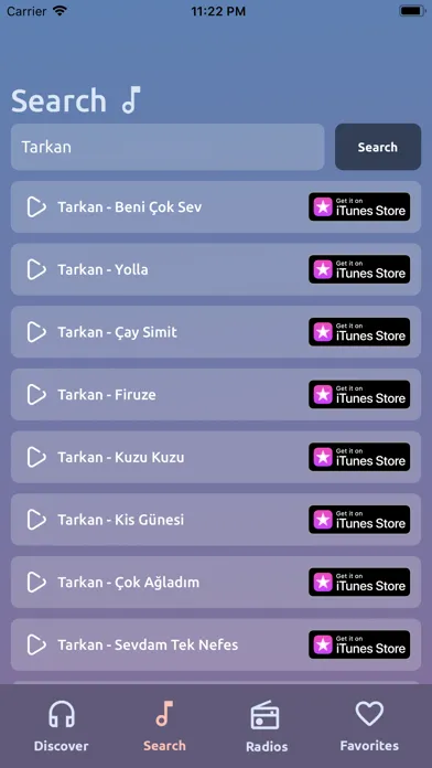 Tangkapan skrin RadioTunes