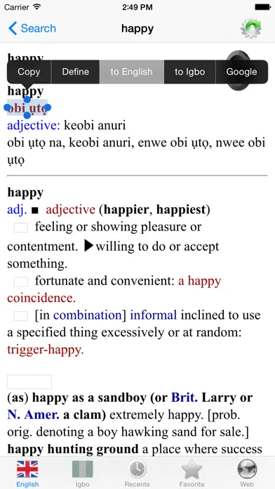 ภาพหน้าจอของ English Igbo best dictionary thesaurus - Bekee Igbo kasị mma akwụkwọ ọkọwa okwu