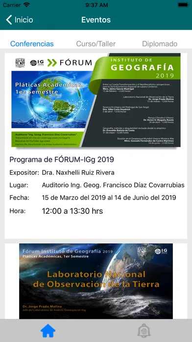 Capturas de tela do igg unam