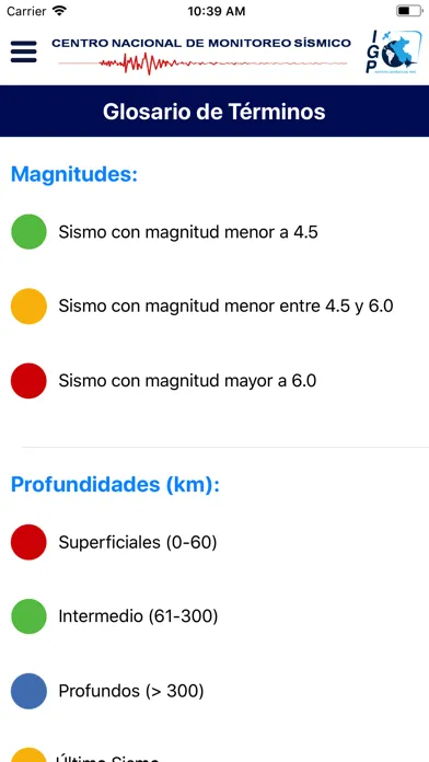 Captures d'écran de Sismos Perú