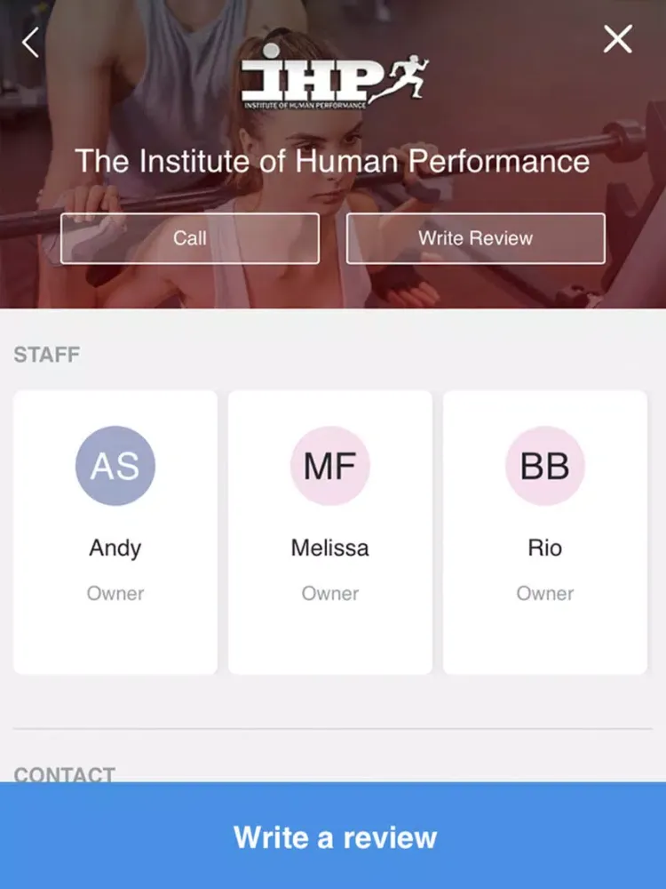 ภาพหน้าจอของ IHP Fitness iPad 