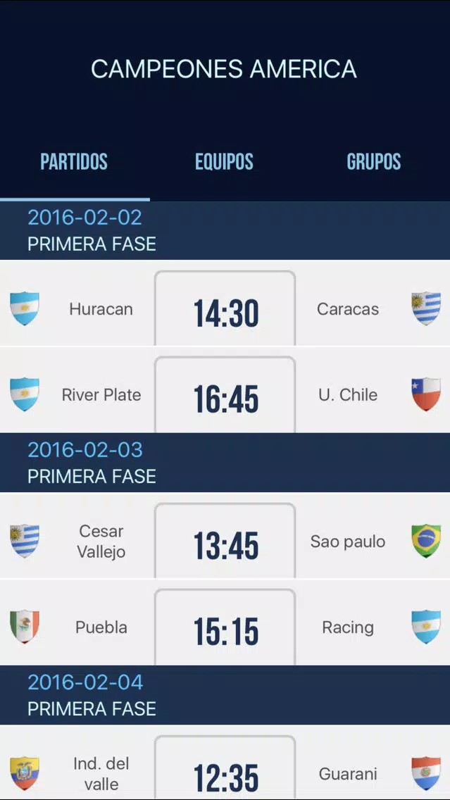 Tangkapan layar Campeones America
