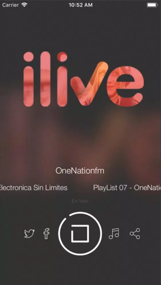 Tangkapan layar ilive, tu radio en iphone