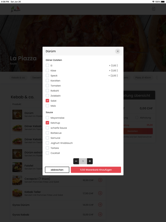 Ảnh chụp màn hình của La Piazza iPad 